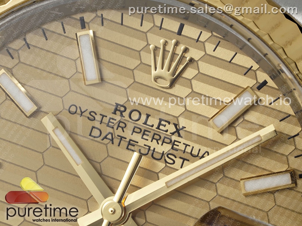 DateJust 36 126233 Clean 904L Steel YG Textured Stick Dial on SS/YG Jubilee Bracelet VR3235