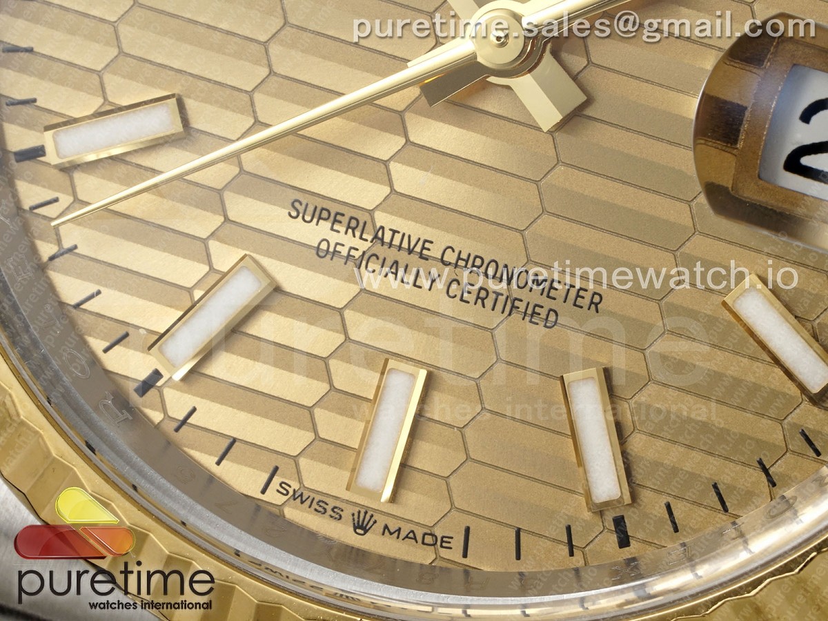 DateJust 36 126233 Clean 904L Steel YG Textured Stick Dial on SS/YG Jubilee Bracelet VR3235