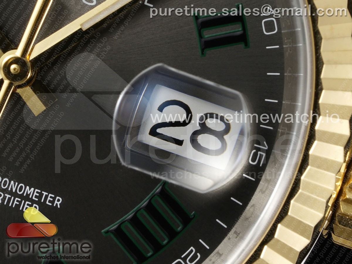 DateJust 36 126233 Clean 904L Steel Gray Dial Green Roman Marker on SS/YG Jubilee Bracelet VR3235