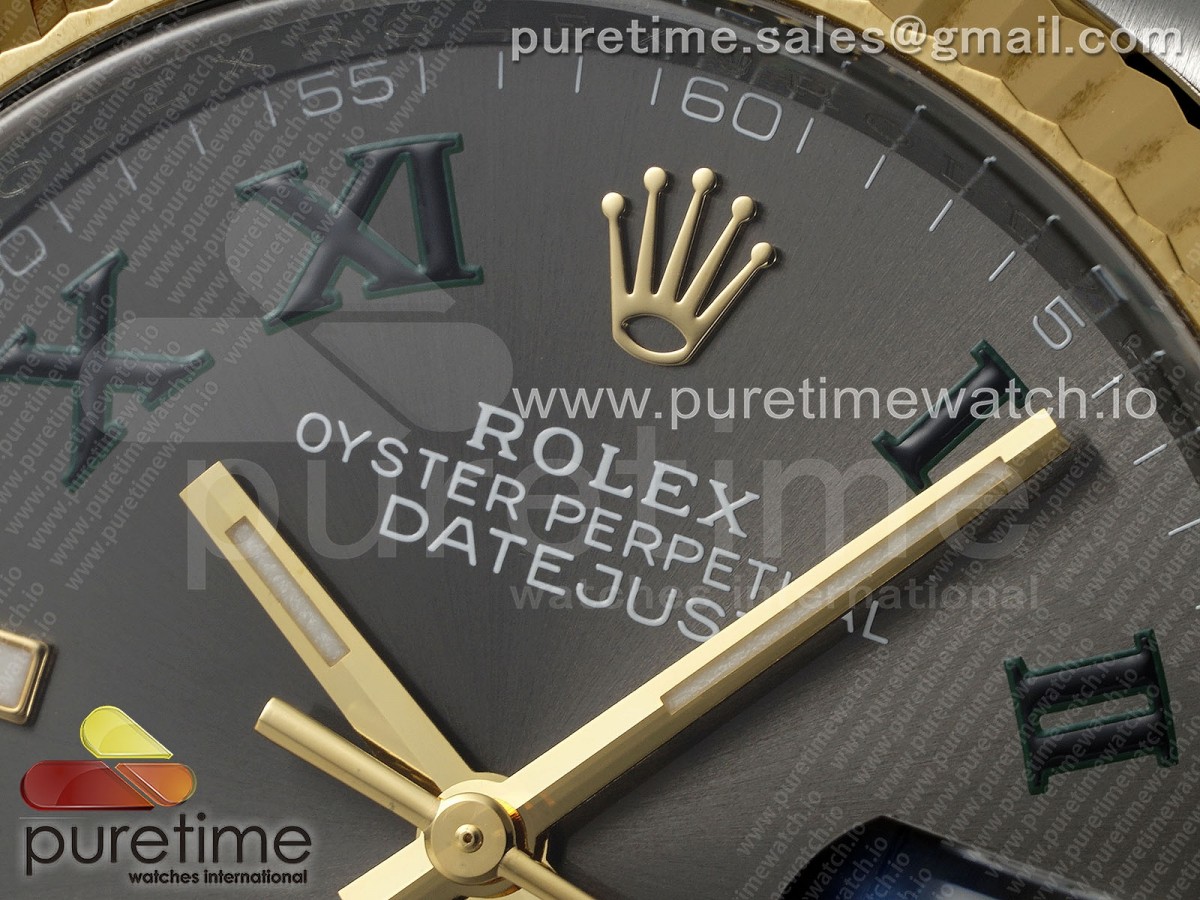 DateJust 36 126233 Clean 904L Steel Gray Dial Green Roman Marker on SS/YG Jubilee Bracelet VR3235