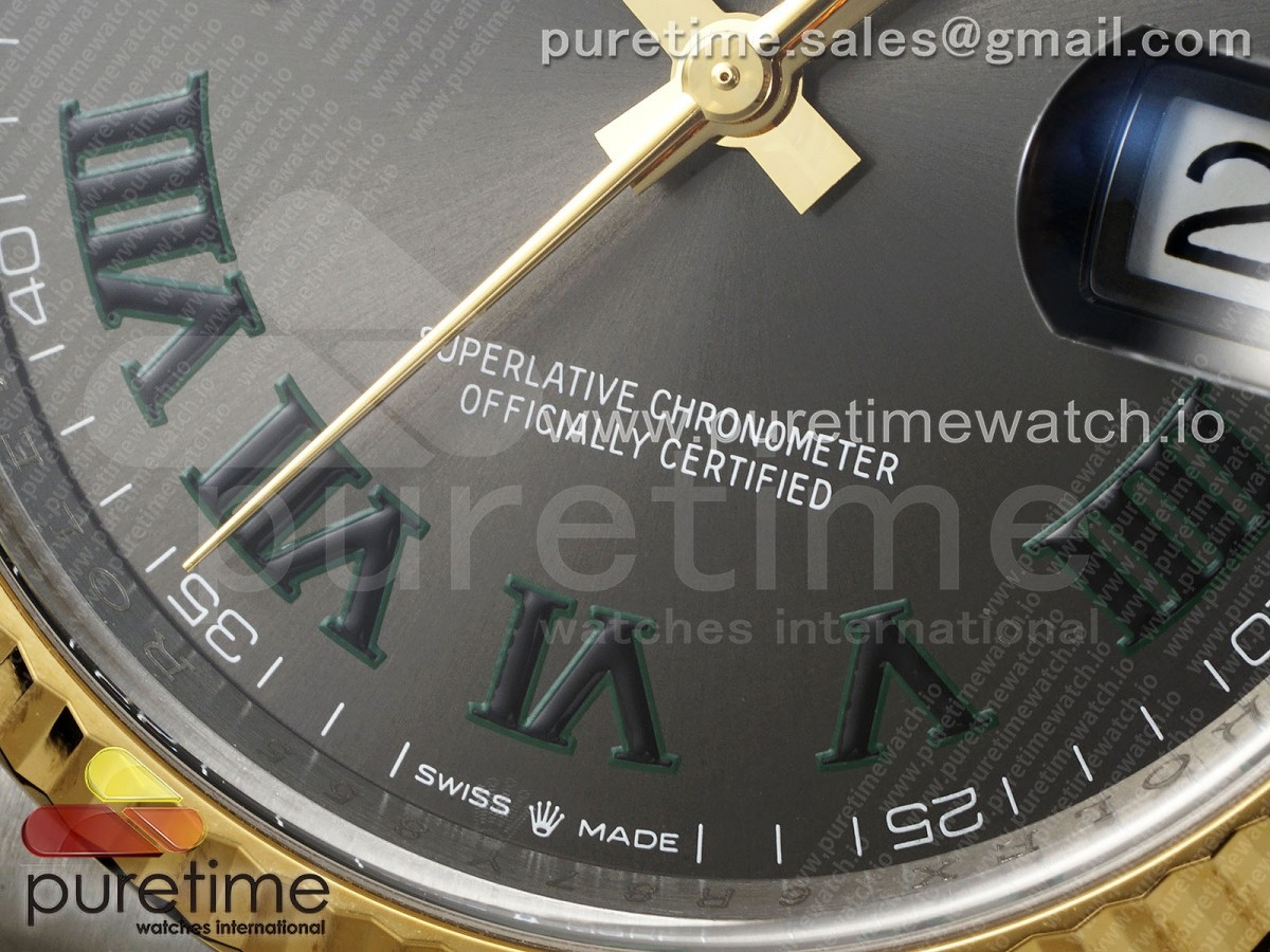 DateJust 36 126233 Clean 904L Steel Gray Dial Green Roman Marker on SS/YG Jubilee Bracelet VR3235