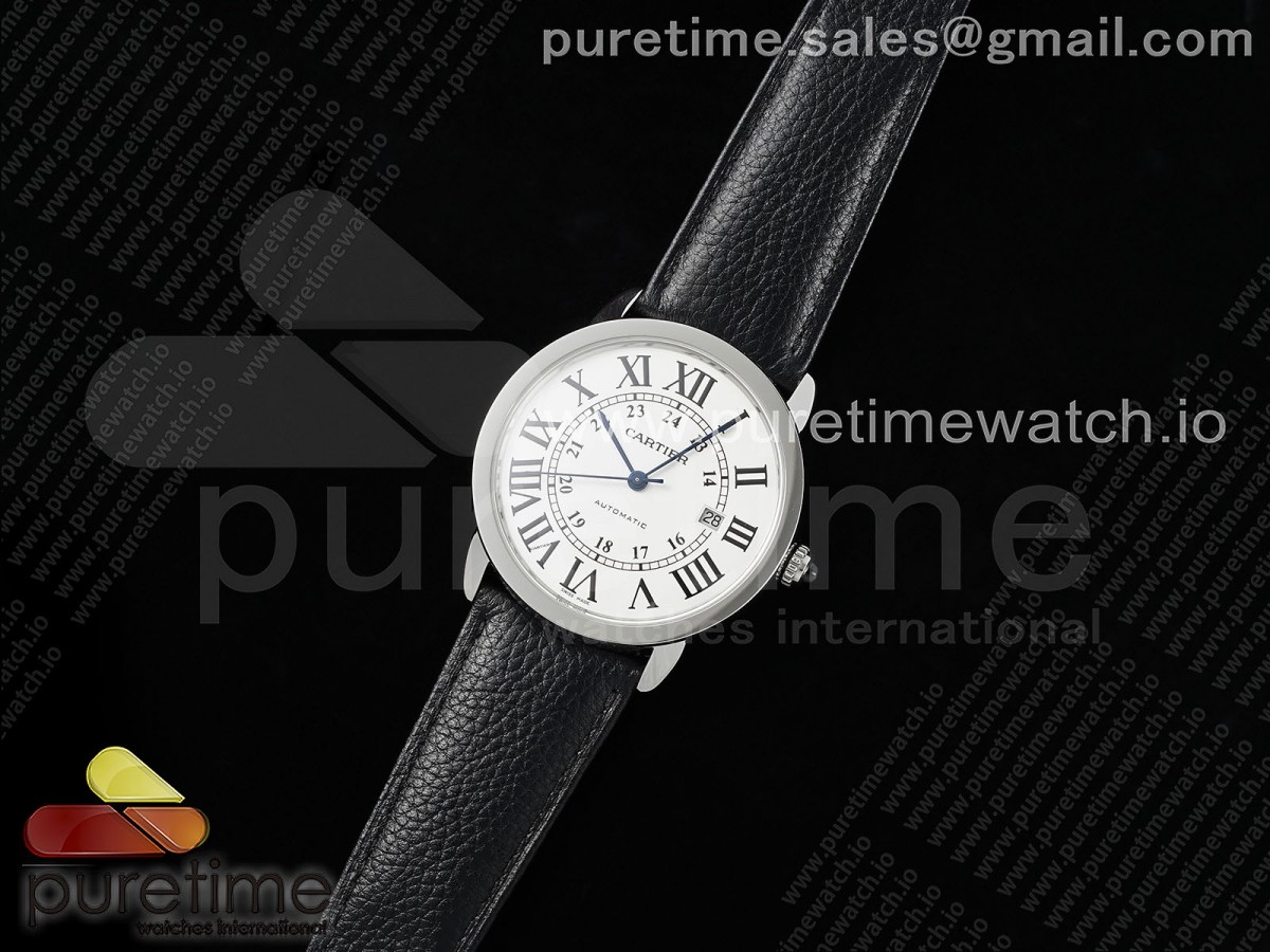 Ronde Solo 42mm SS AF White Dial on Black Leather Strap MIYOTA 9015