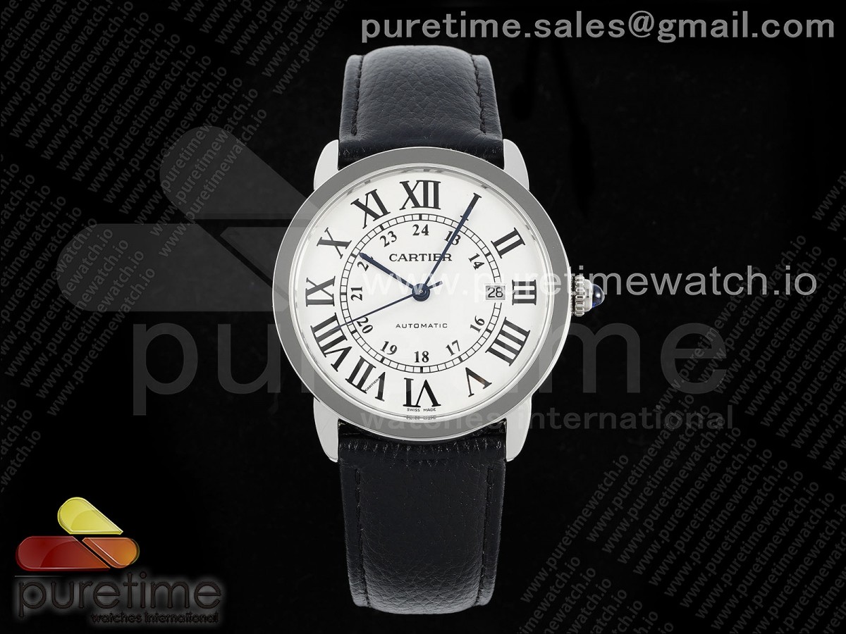Ronde Solo 42mm SS AF White Dial on Black Leather Strap MIYOTA 9015