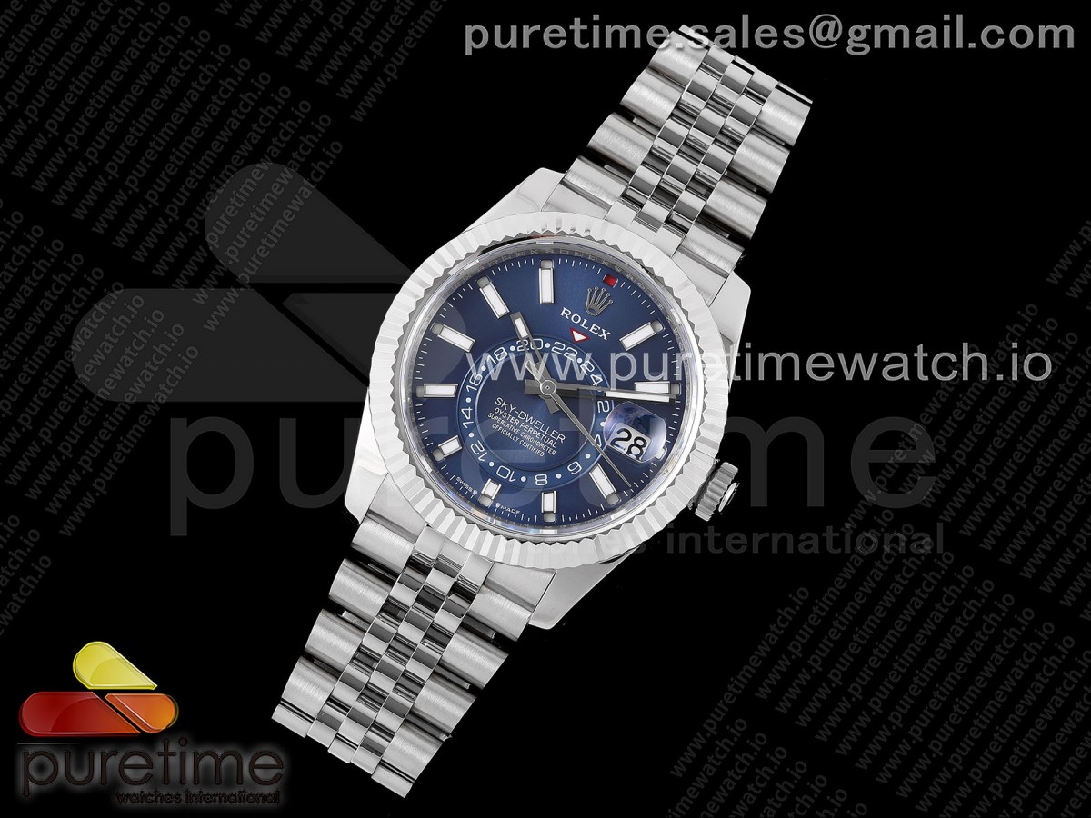 Sky-Dweller 326934 904L SS ZF Blue Dial on SS Jubilee Bracelet A2824
