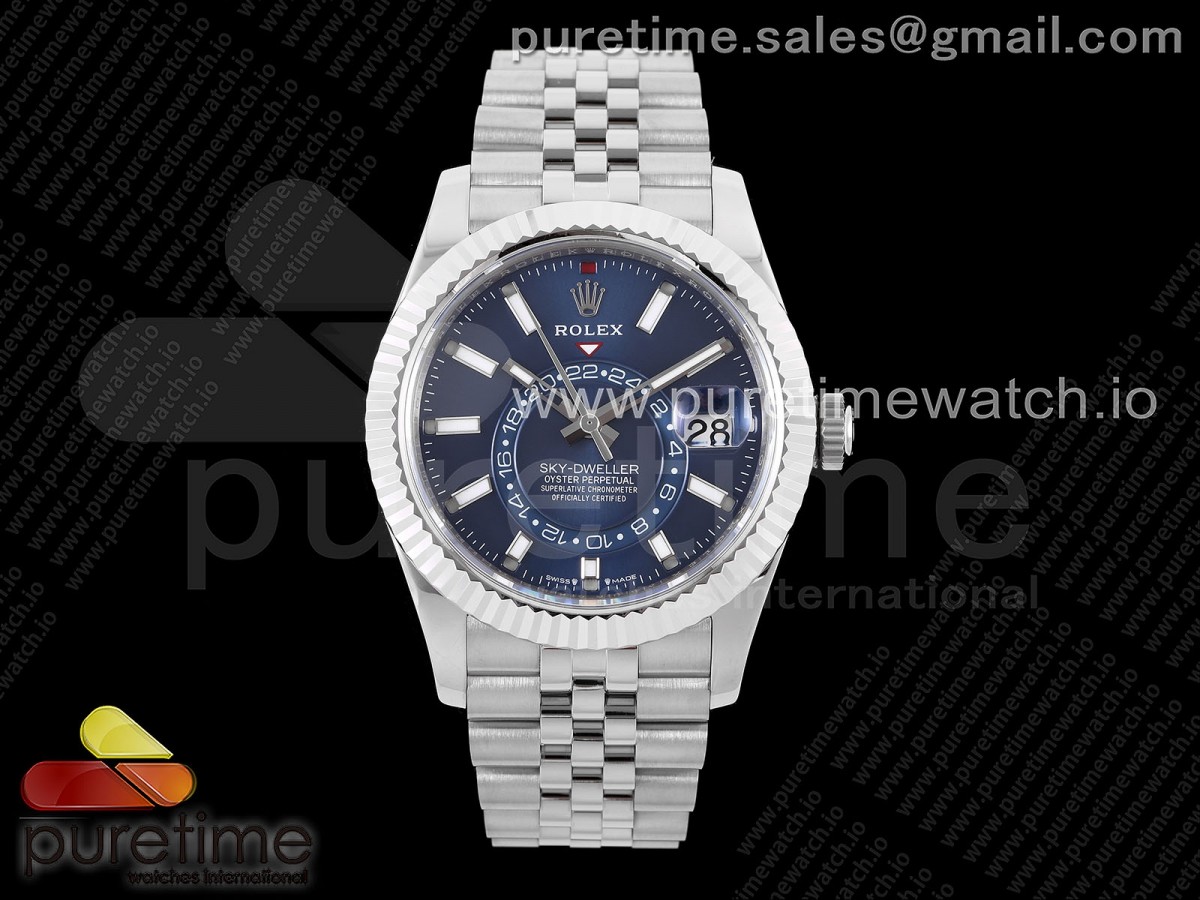 Sky-Dweller 326934 904L SS ZF Blue Dial on SS Jubilee Bracelet A2824
