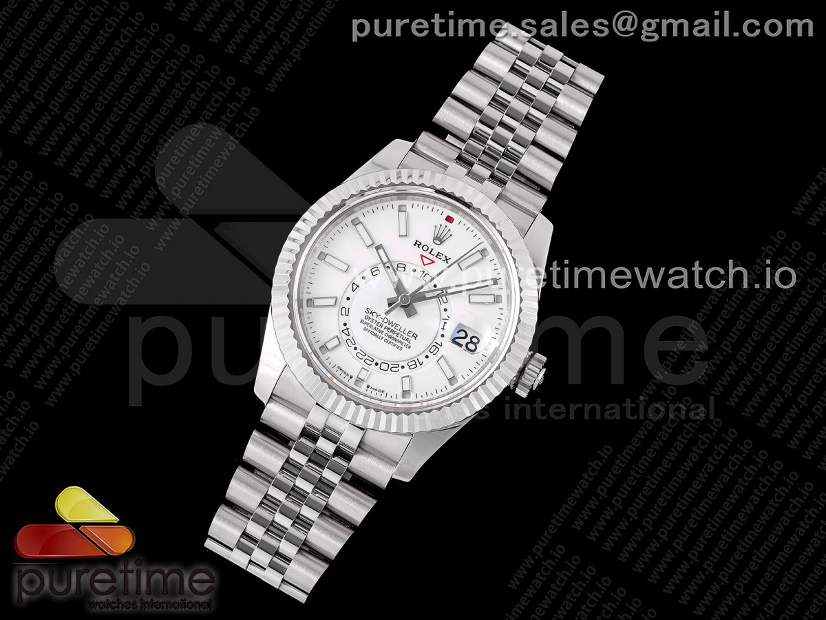 Sky-Dweller 326934 904L SS ZF White Dial on SS Jubilee Bracelet A2824
