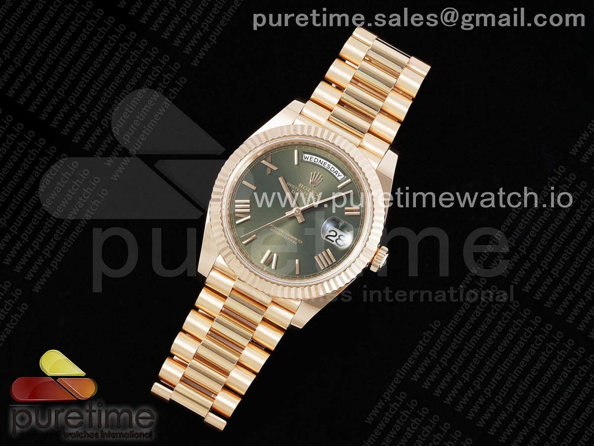 Day Date 40 RG 228235 ARF Green Roman Dial on President Bracelet VR3255 (Gain Weight)