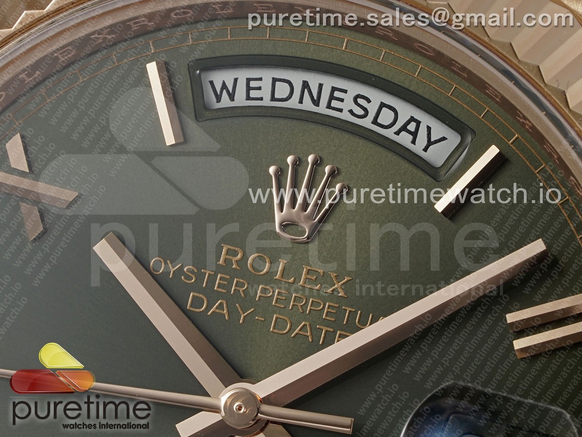 Day Date 40 RG 228235 ARF Green Roman Dial on President Bracelet VR3255 (Gain Weight)