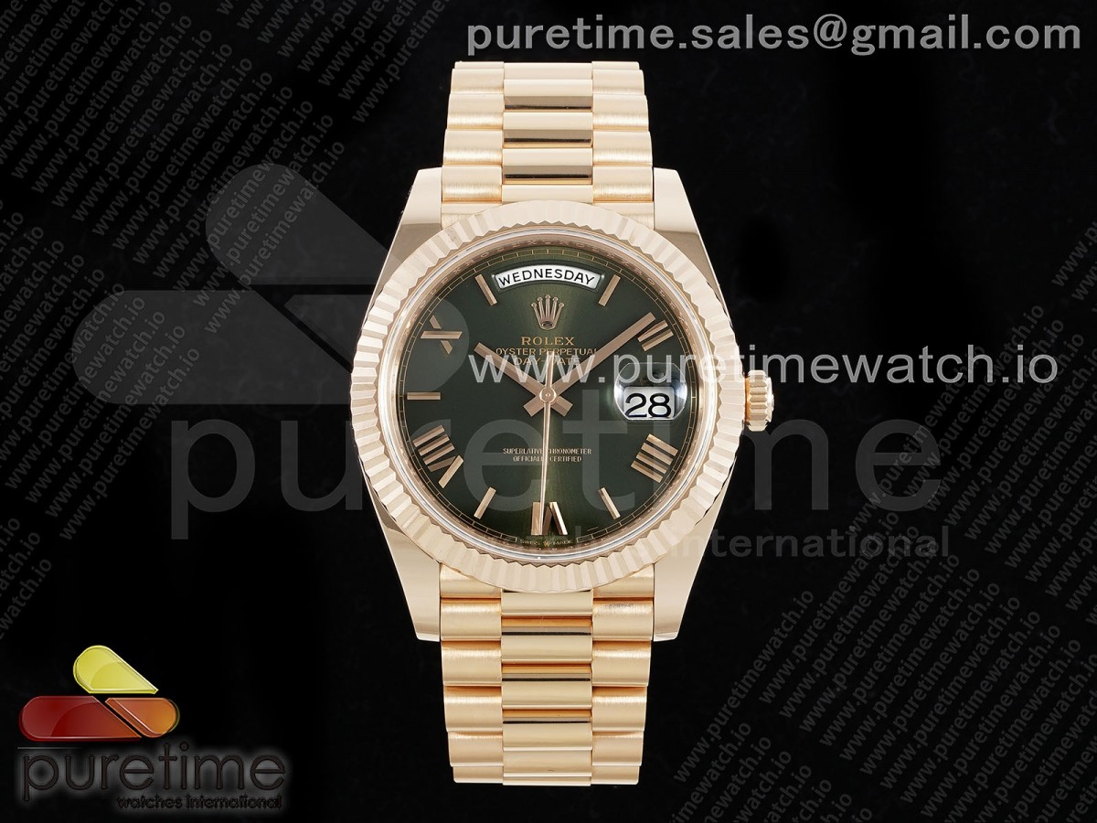 Day Date 40 RG 228235 ARF Green Roman Dial on President Bracelet VR3255 (Gain Weight)