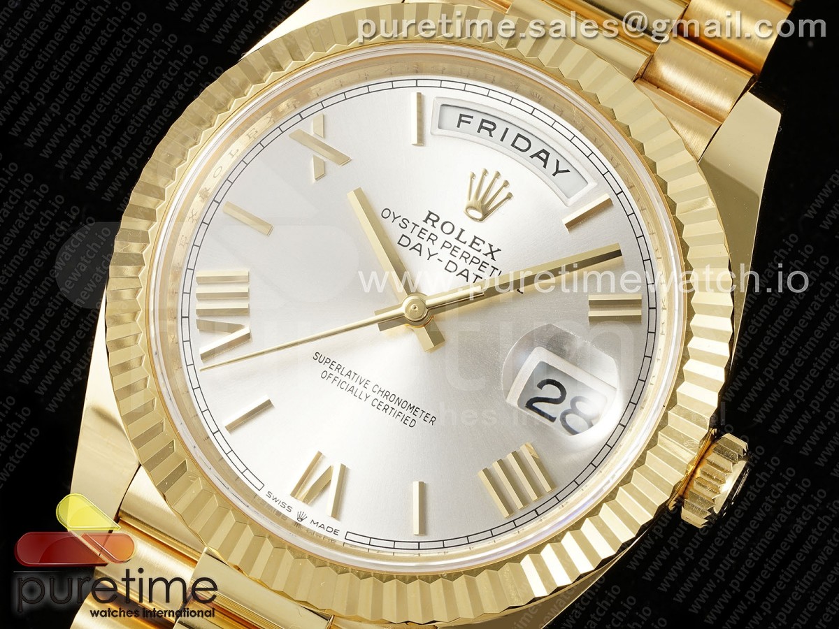 Day Date 40 YG 228238 ARF Silver Roman Dial on President Bracelet VR3255 (Gain Weight)