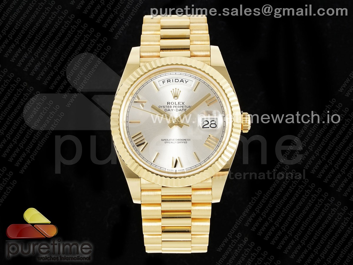 Day Date 40 YG 228238 ARF Silver Roman Dial on President Bracelet VR3255 (Gain Weight)