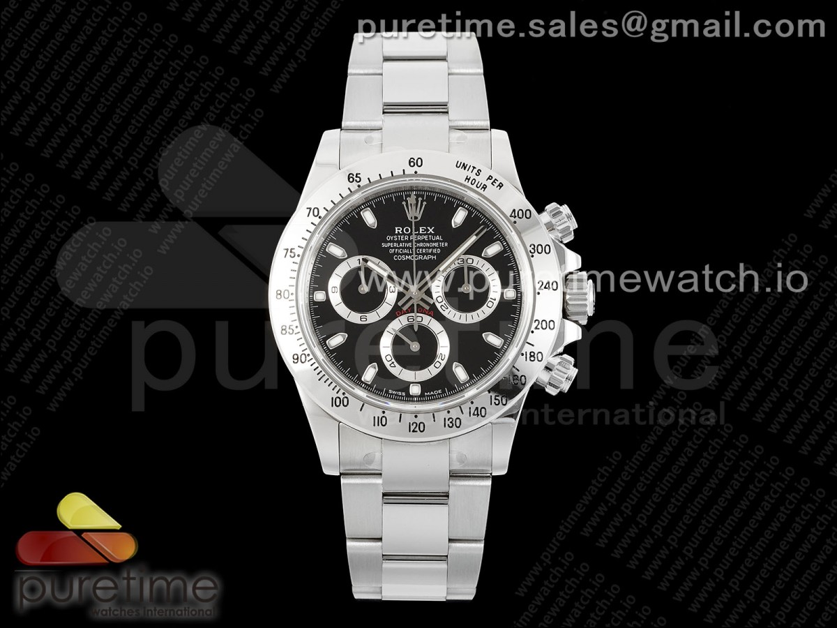 Daytona 116520 KING Black Dial on SS Bracelet SH4130