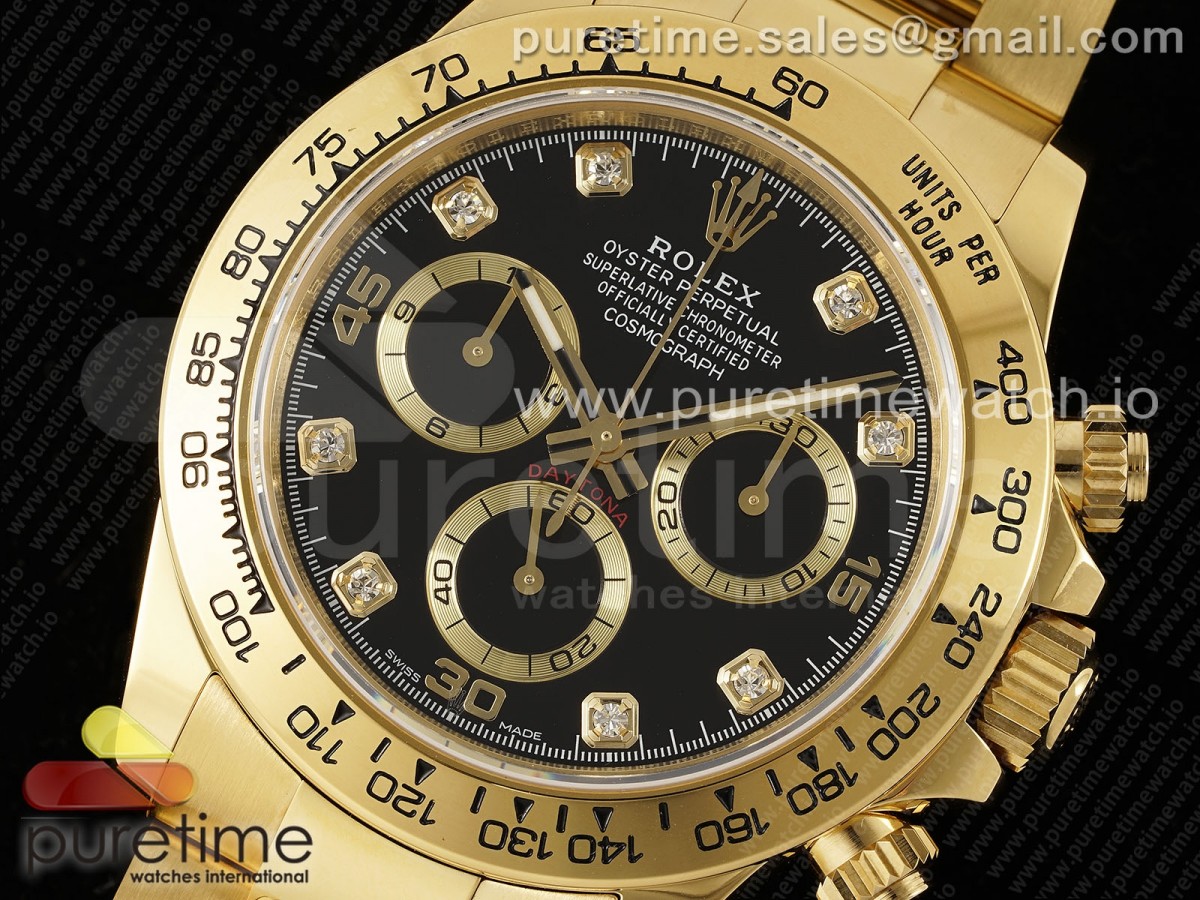 Daytona 116508 KING Black/YG Diamonds Dial on YG Bracelet SH4130