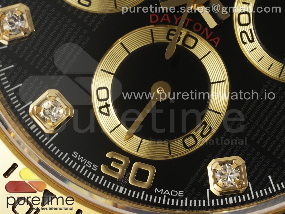 Daytona 116508 KING Black/YG Diamonds Dial on YG Bracelet SH4130