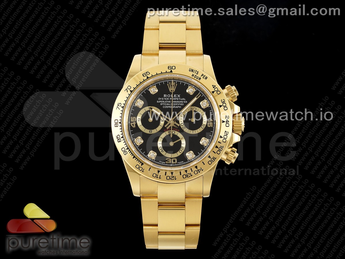Daytona 116508 KING Black/YG Diamonds Dial on YG Bracelet SH4130