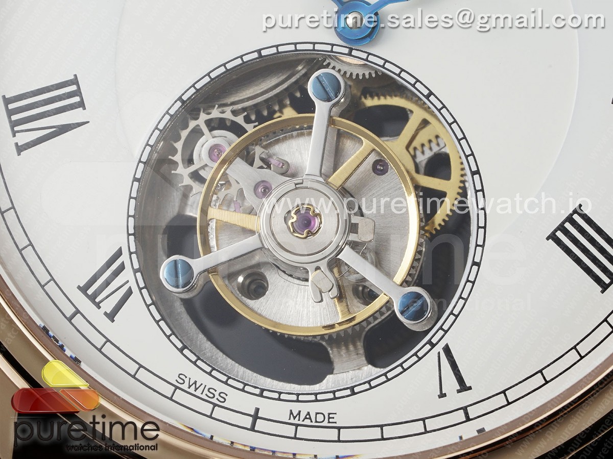 PP Tourbillon RG RMSF Edition White Dial Roman Markers on Brown Leather Strap