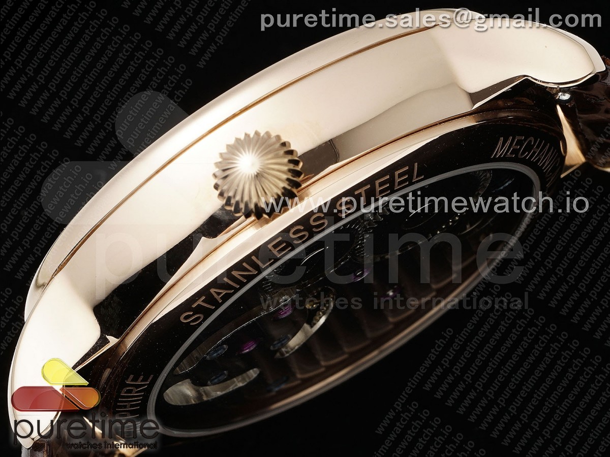 PP Tourbillon RG RMSF Edition White Dial Roman Markers on Brown Leather Strap