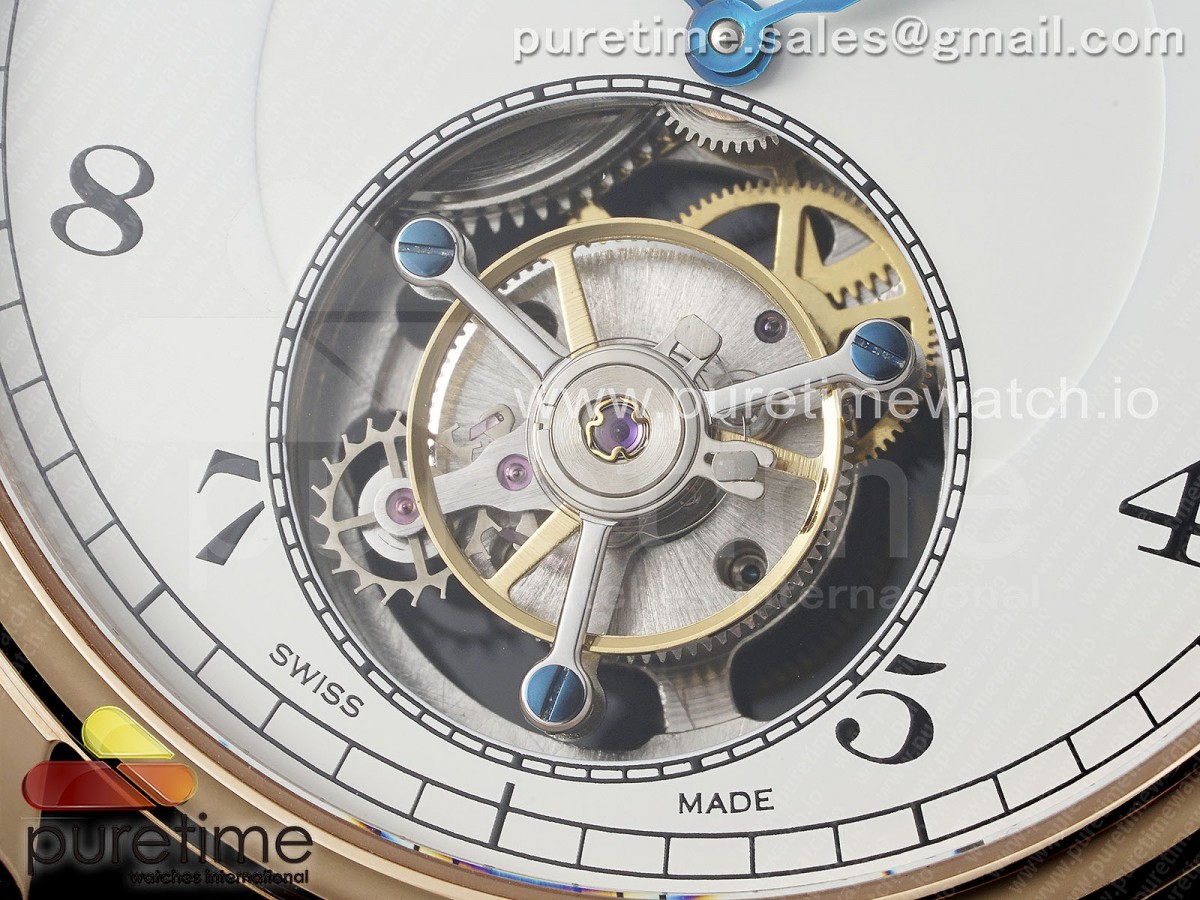 PP Tourbillon RG RMSF Edition White Dial Numeral Markers on Brown Leather Strap