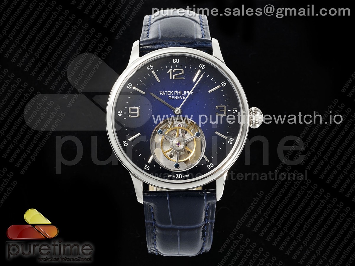 PP Tourbillon SS RMSF Edition Dark Blue Dial on Black Leather Strap