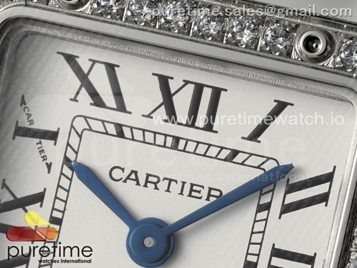 Panthère Ladies 22mm SS AF White Dial Diamonds Bezel on SS Bracelet Ronda Quartz