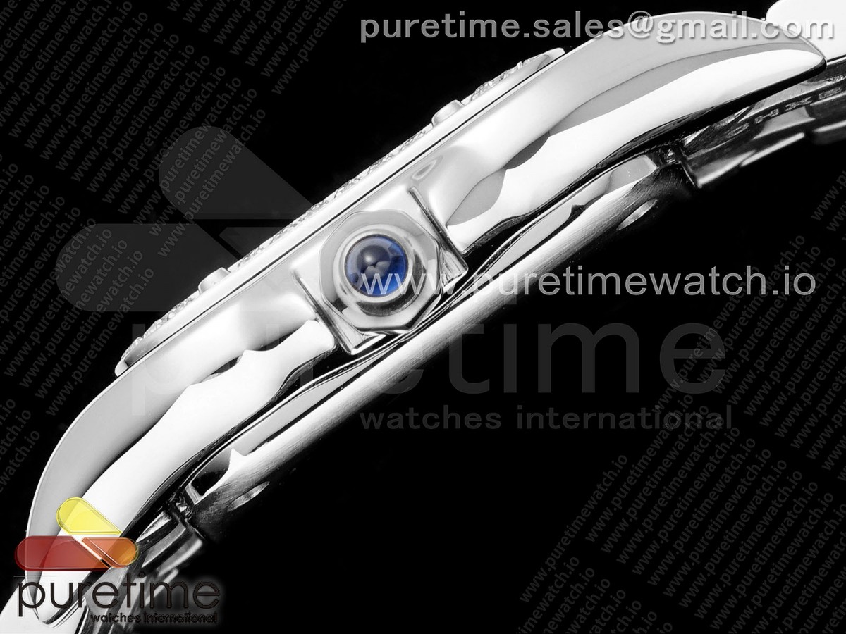 Panthère Ladies 22mm SS AF White Dial Diamonds Bezel on SS Bracelet Ronda Quartz