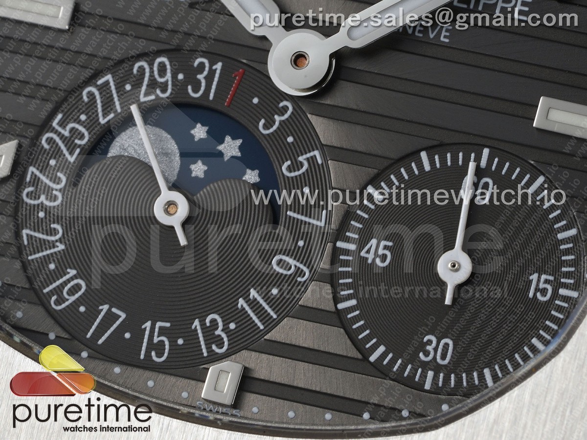 Nautilus 5712 SS PPF Gray Dial on Black Leather Strap A240 V2