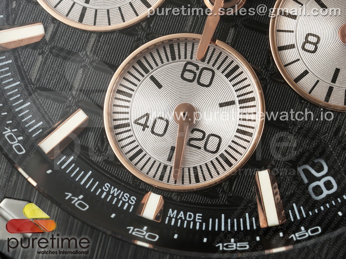 Royal Oak Offshore 43mm 26420ro RG APPF Black Dial on Black Leather Strap A4401