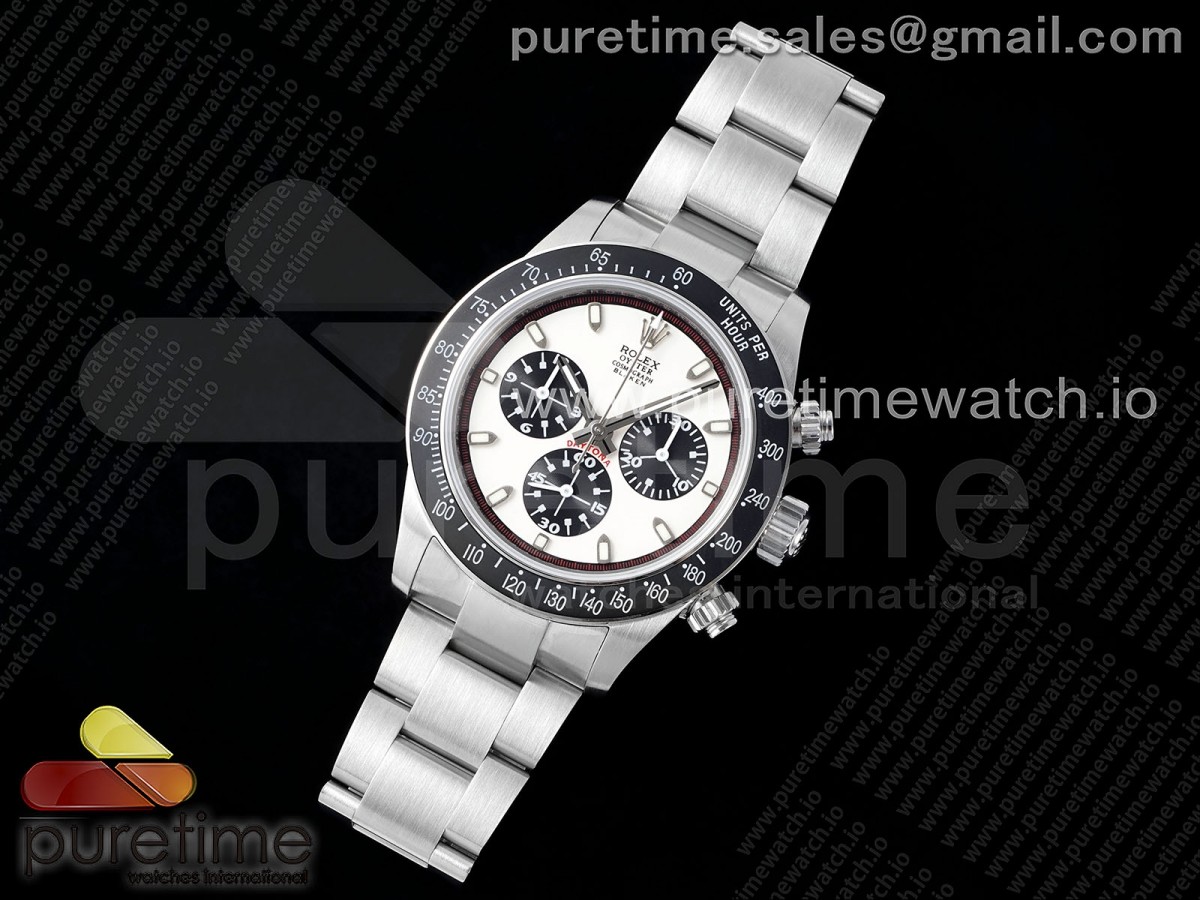 Daytona Blaken Vintage SS EF White/Black Dial Style 2 on SS Bracelet A7750