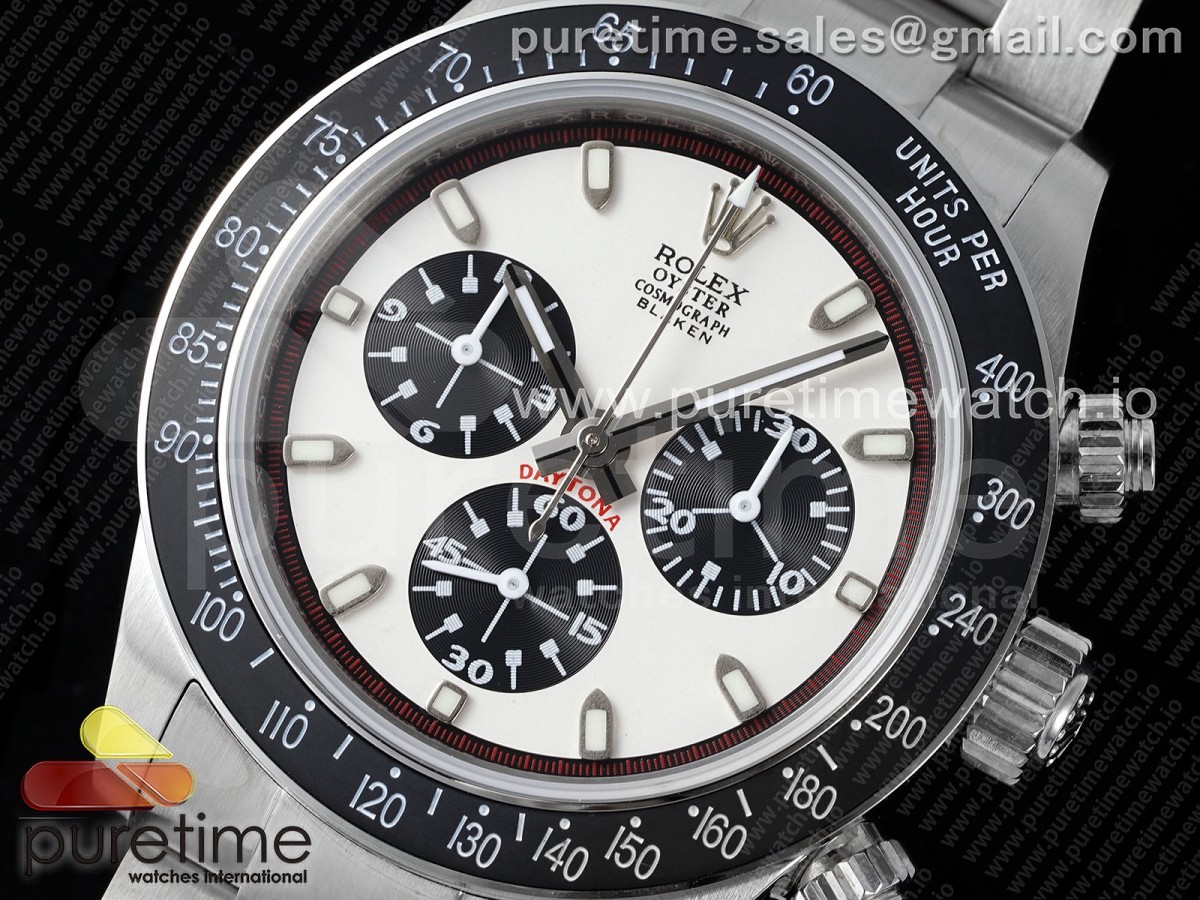 Daytona Blaken Vintage SS EF White/Black Dial Style 2 on SS Bracelet A7750