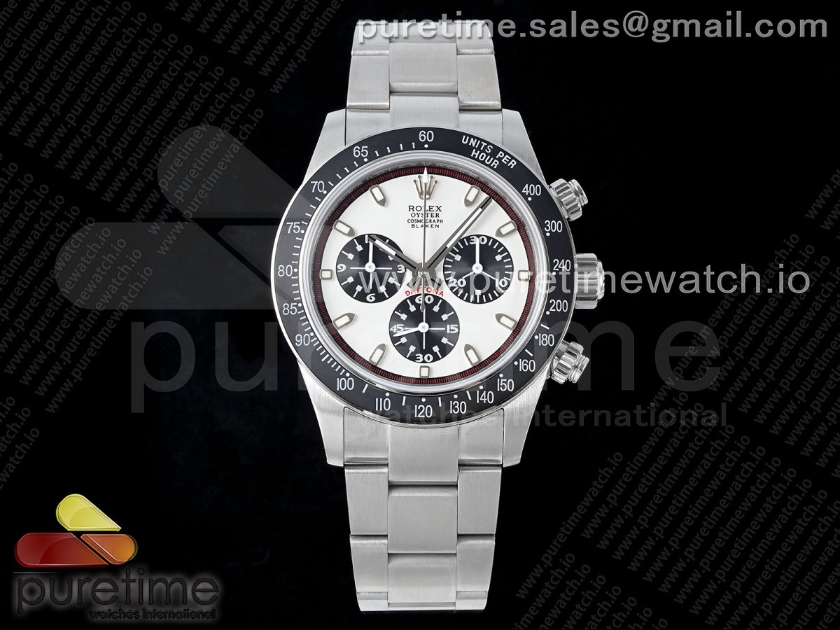 Daytona Blaken Vintage SS EF White/Black Dial Style 2 on SS Bracelet A7750