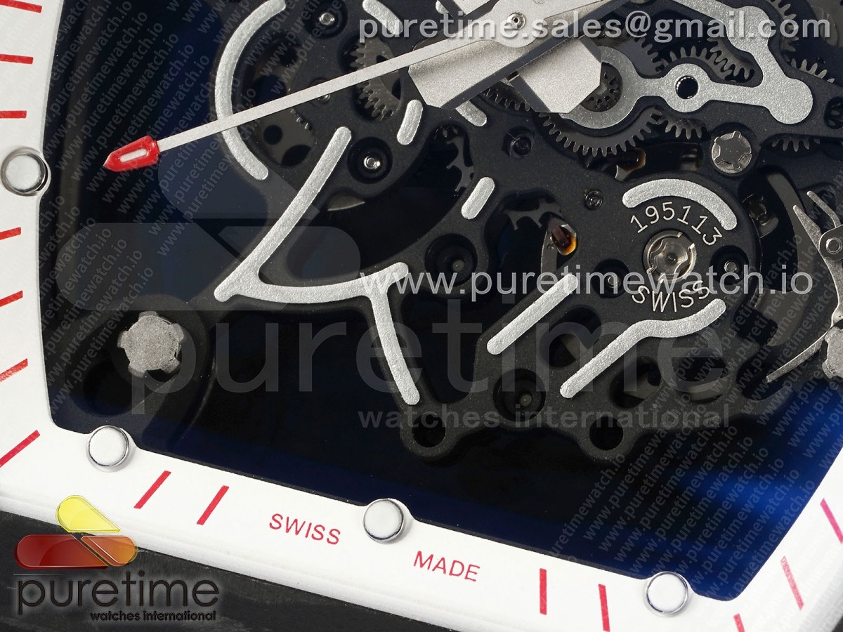 RM055 NTPT ZF White Bezel White Crown on Rubber Strap RMUL2