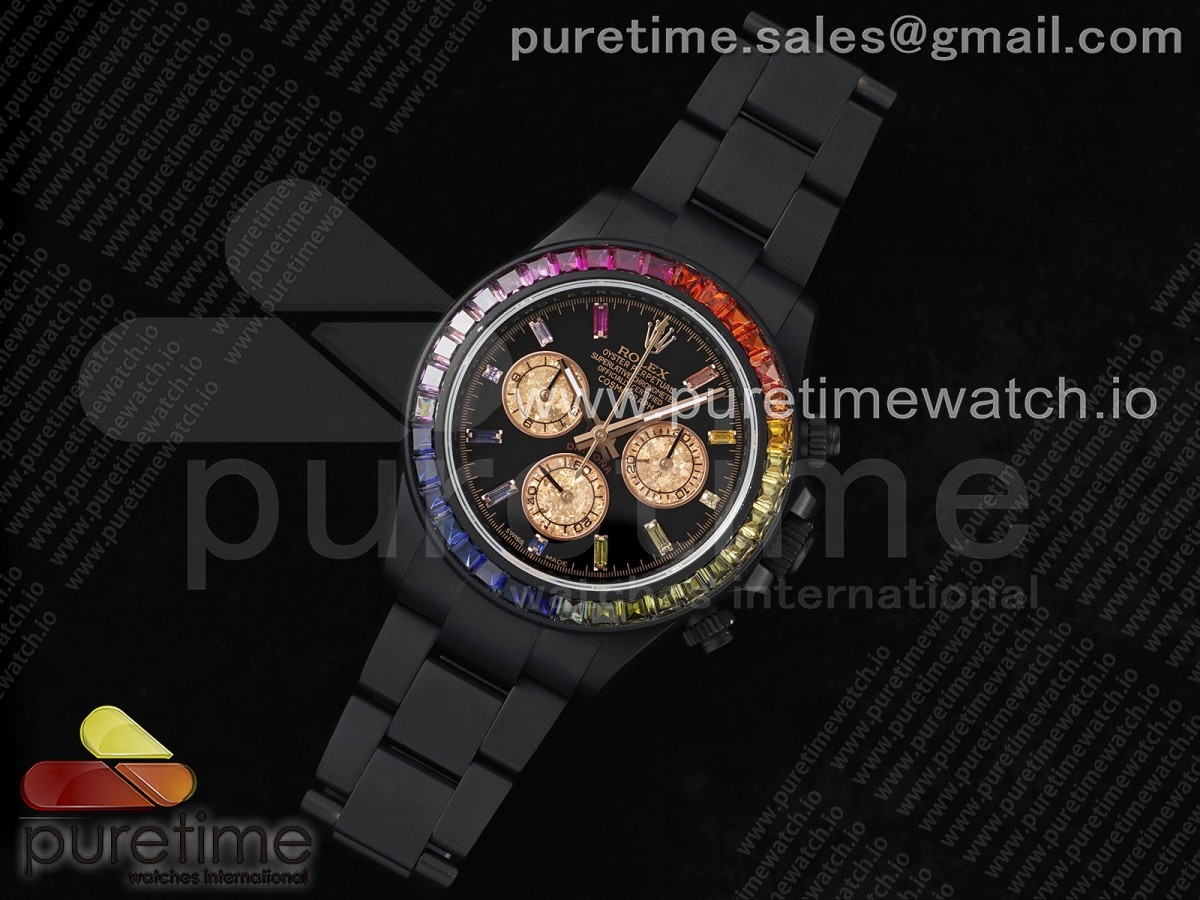 Daytona PVD Rainbow EF Black/RG Dial Style 1 on PVD Bracelet A7750