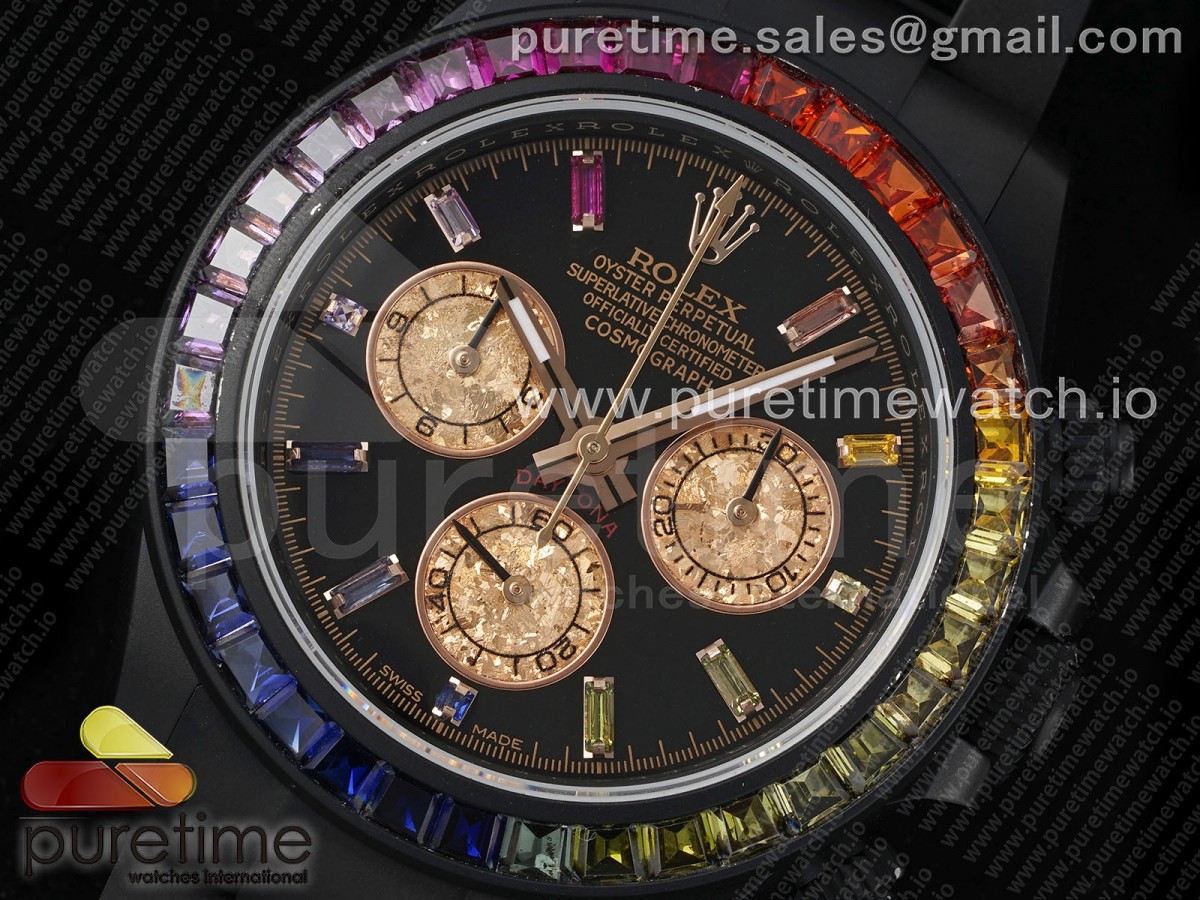 Daytona PVD Rainbow EF Black/RG Dial Style 1 on PVD Bracelet A7750