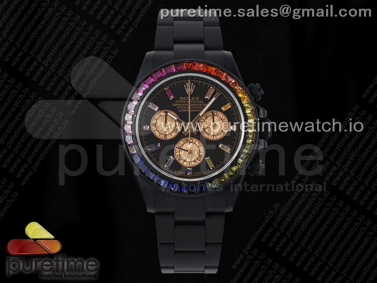 Daytona PVD Rainbow EF Black/RG Dial Style 1 on PVD Bracelet A7750