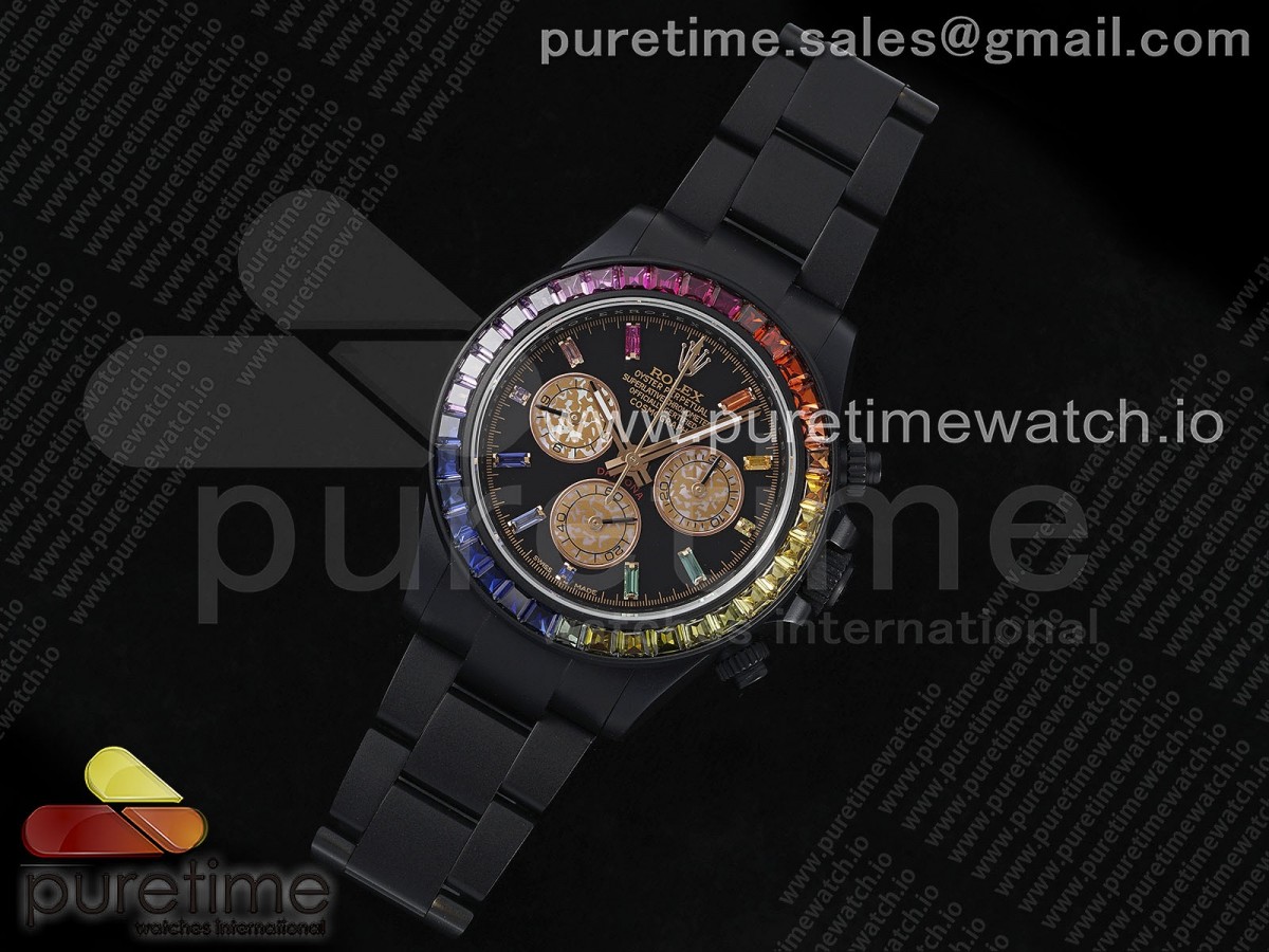 Daytona PVD Rainbow EF Black/RG Dial Style 2 on PVD Bracelet A7750
