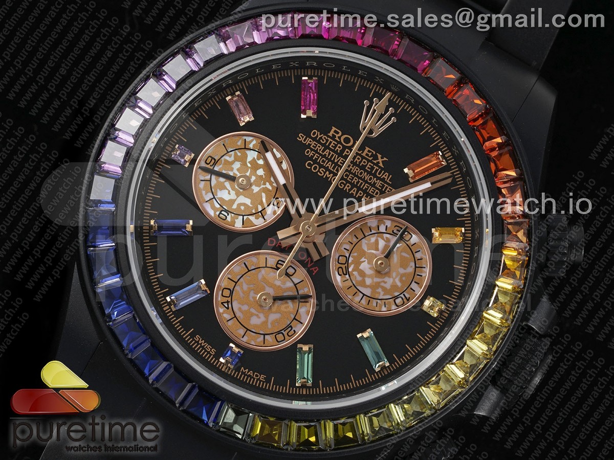 Daytona PVD Rainbow EF Black/RG Dial Style 2 on PVD Bracelet A7750
