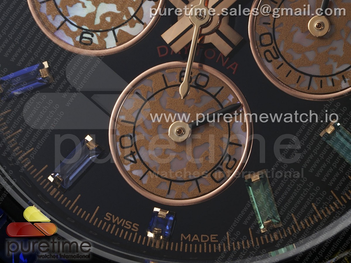 Daytona PVD Rainbow EF Black/RG Dial Style 2 on PVD Bracelet A7750