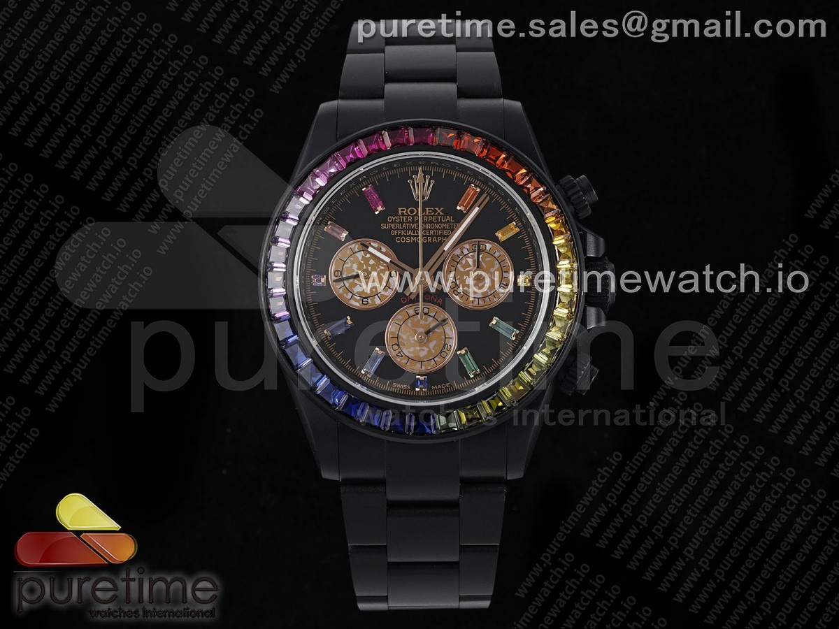 Daytona PVD Rainbow EF Black/RG Dial Style 2 on PVD Bracelet A7750