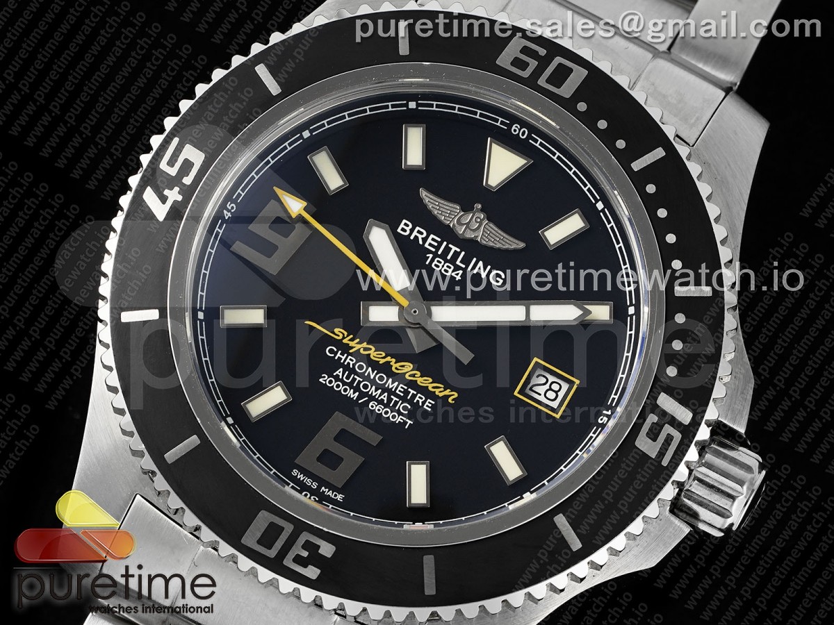 Superocean Automatic 44 EF Black/Yellow Dial on SS Bracelet A2824