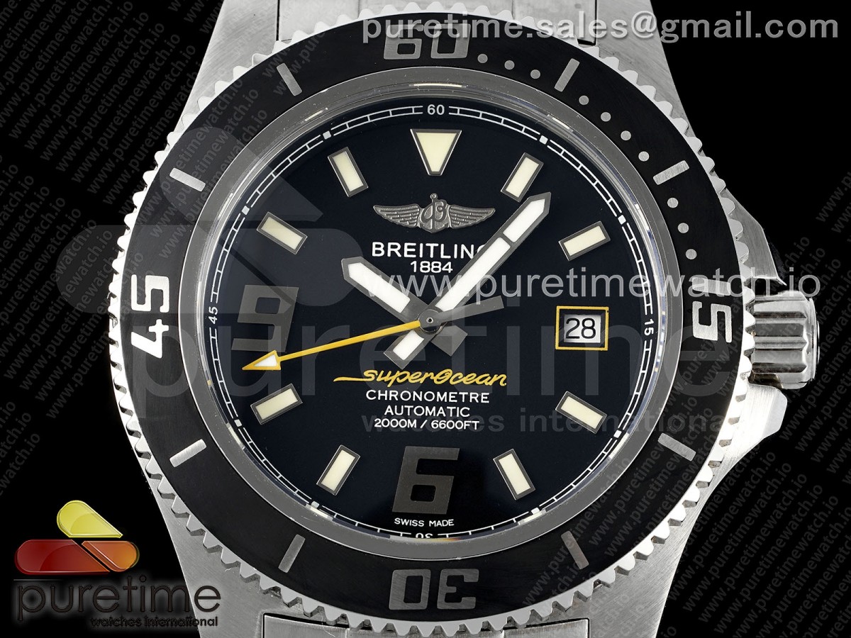 Superocean Automatic 44 EF Black/Yellow Dial on SS Bracelet A2824