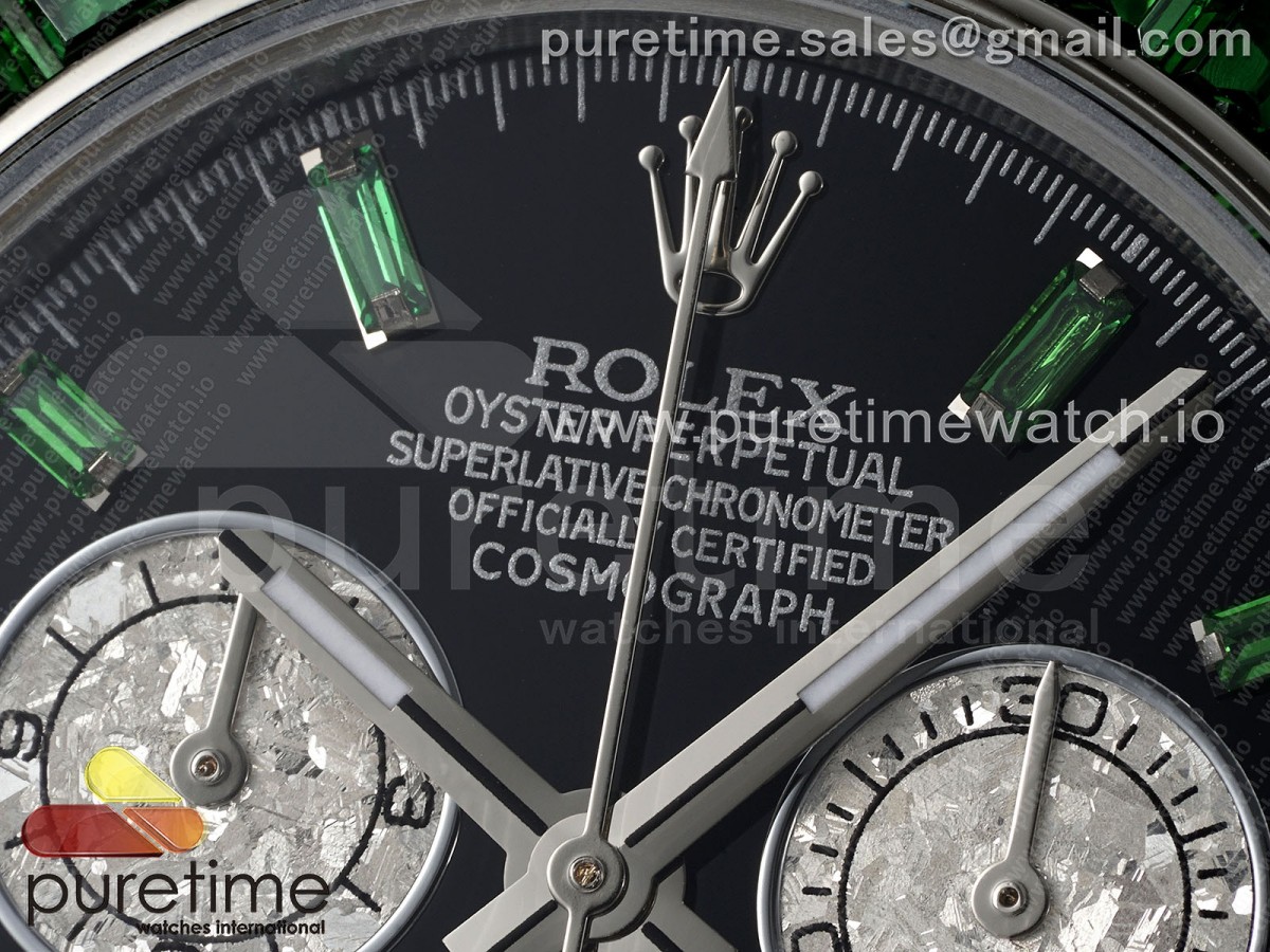 Daytona SS Green Diamonds EF Black/Silver Dial on SS Bracelet A7750