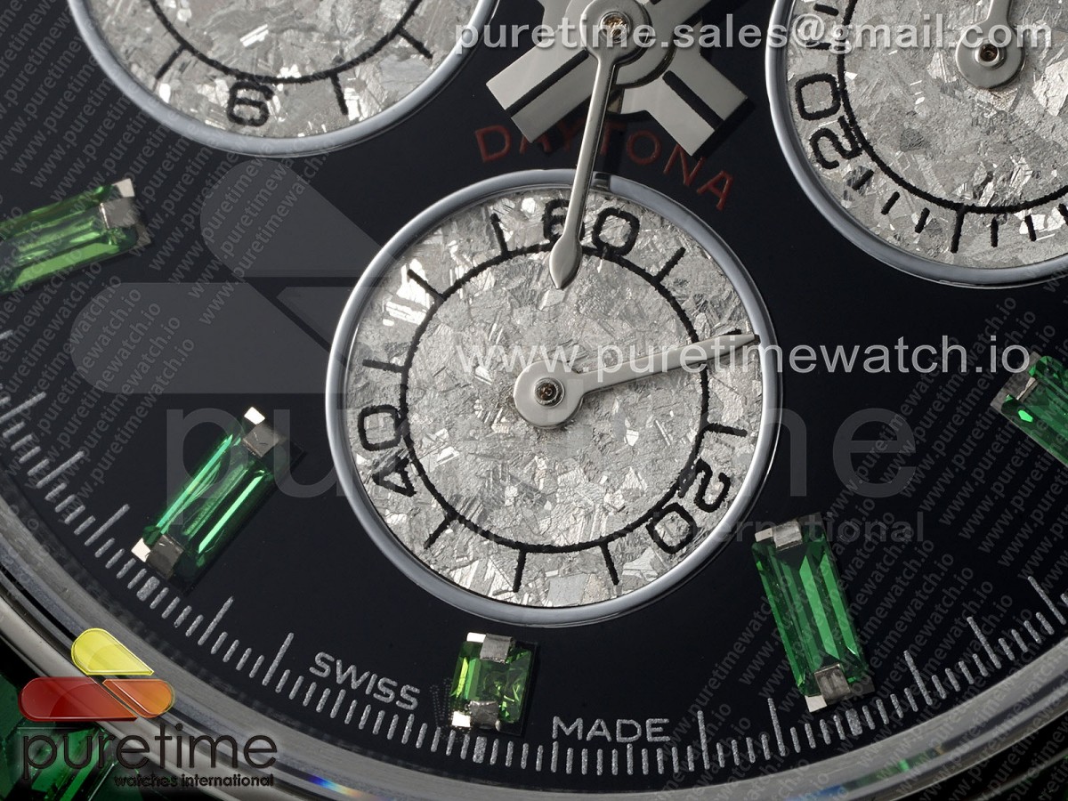 Daytona SS Green Diamonds EF Black/Silver Dial on SS Bracelet A7750
