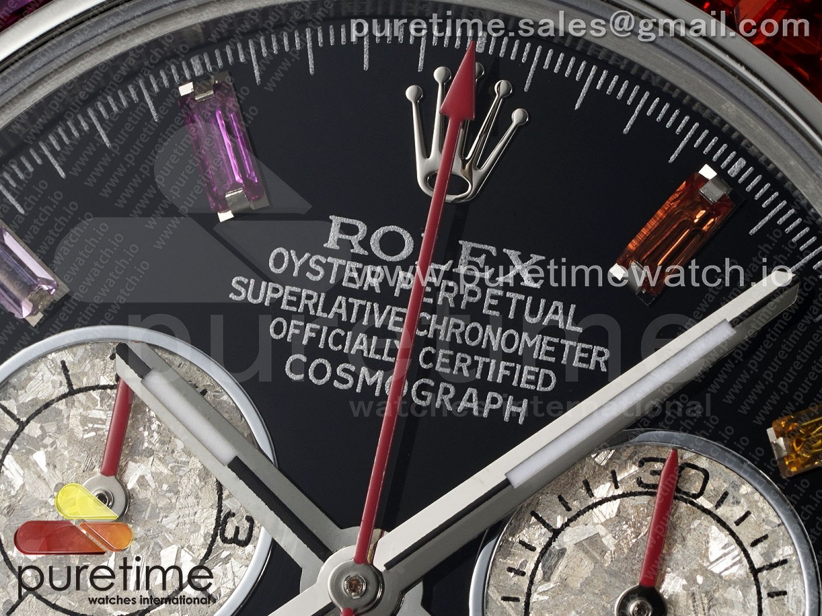 Daytona SS Rainbow EF Black/Silver Rainbow Dial on SS Bracelet A7750