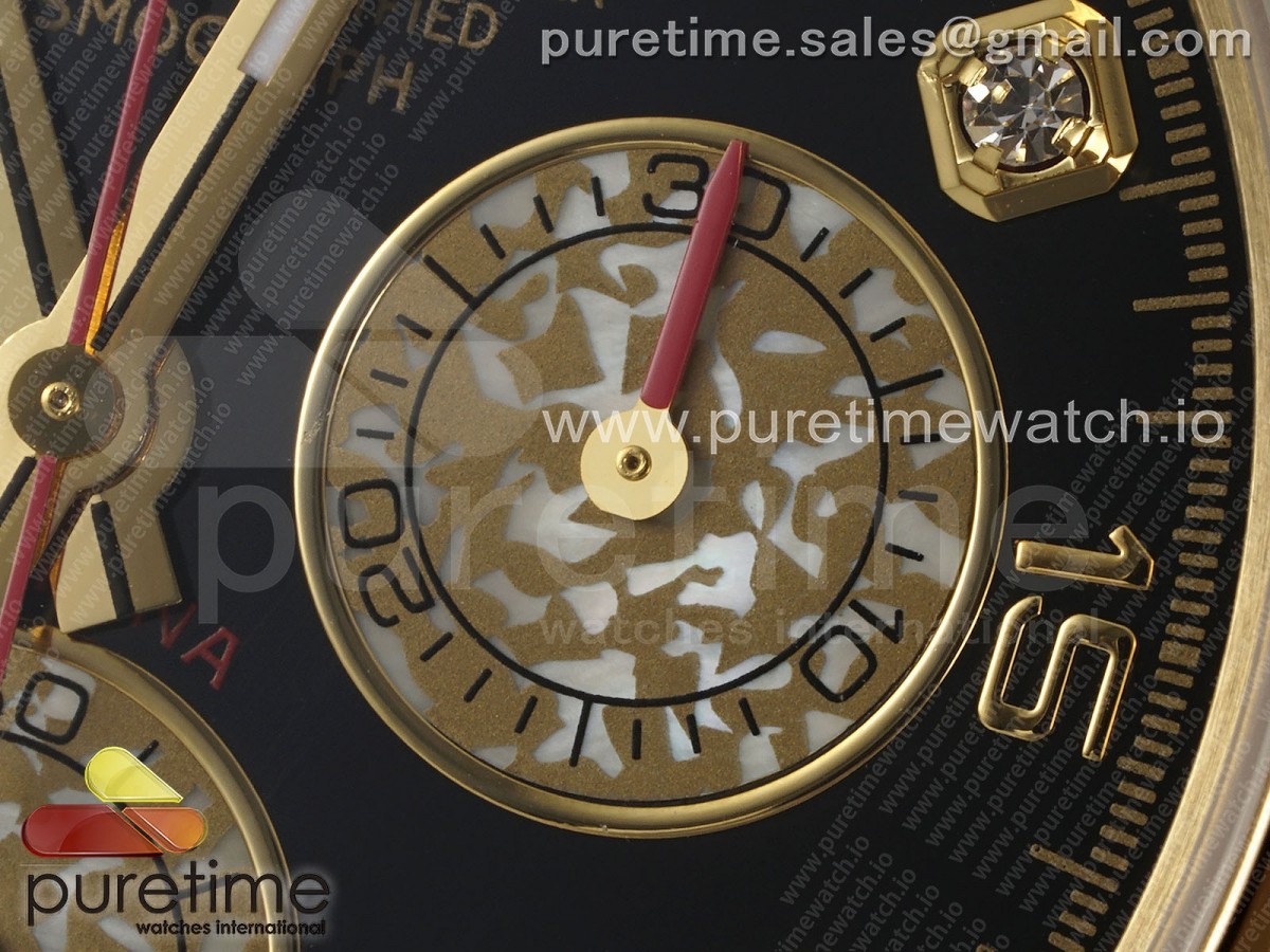 Daytona YG Rainbow EF Black/YG Diamonds Dial Style 2 on YG Bracelet A7750