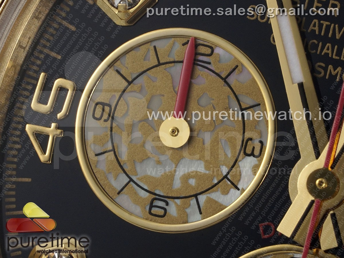 Daytona YG Rainbow EF Black/YG Diamonds Dial Style 2 on YG Bracelet A7750