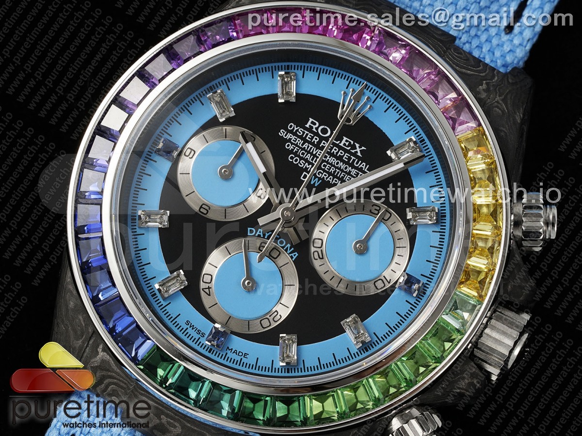 Daytona DIW Carbon Rainbow EF Blue/Black Dial on Blue Nylon Strap A7750