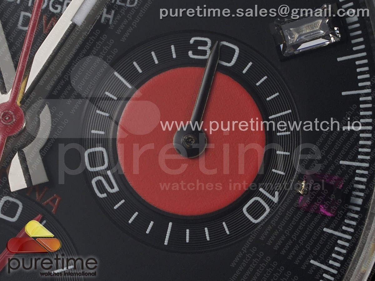 Daytona DIW Carbon EF Black/Red Dial Black Crystal Bezel on Black Leather Strap A7750
