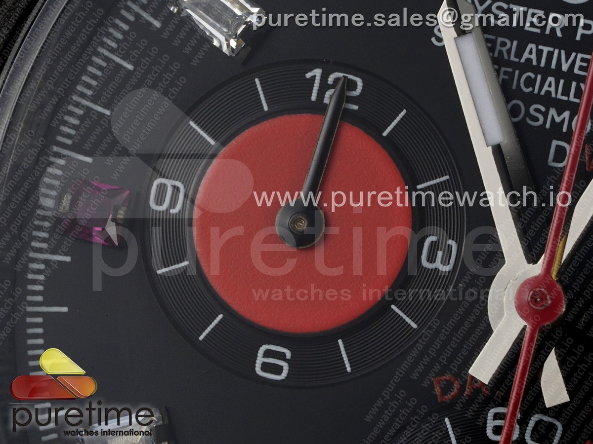 Daytona DIW Carbon EF Black/Red Dial Black Crystal Bezel on Black Leather Strap A7750