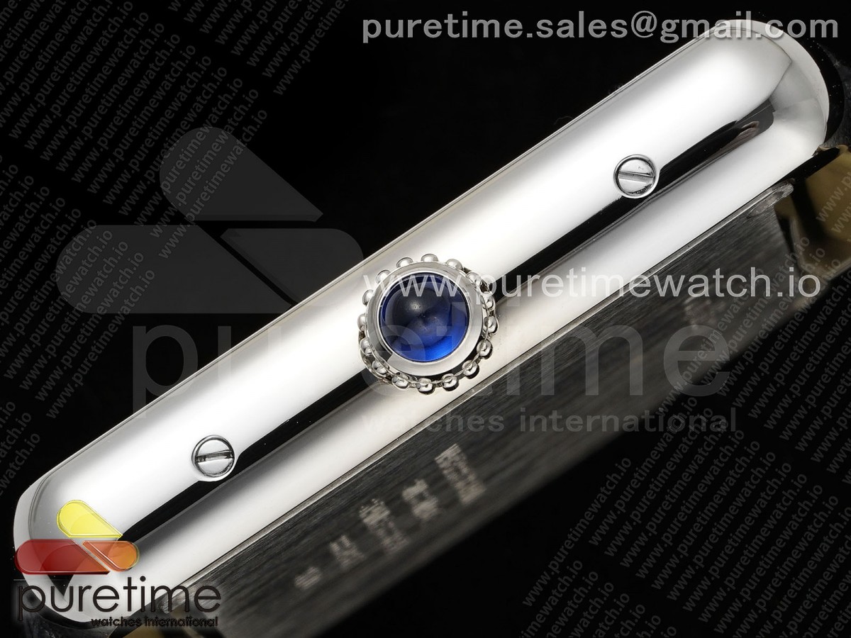 Tank Solo Ladies 25mm SS AF White Dial Diamonds Bezel on Black Croco Strap Ronda Quartz