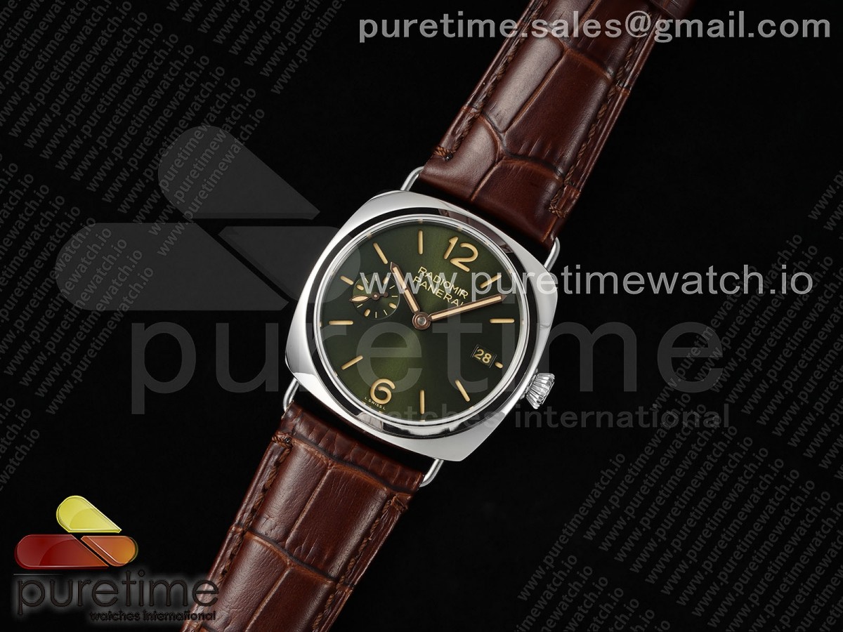 PAM1386 Radiomir Quaranta TTF Green Dial on Brown Leather Strap A7750